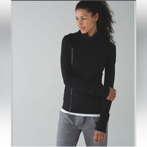 Lululemon Bhakti Yoga Jacket Black 4 Double Asymmetrical Zip Wrap Thumbholes